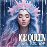 An ice s with Queen spiked ice crown stands with her blue and icy pink hair with icicles framed around her